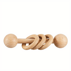Wood Baby Toddler Bell Rattle Toys Log Hand Rattle 4pcs Set Single Pack