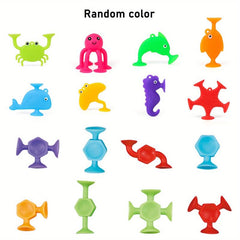 Bright Ocean Animals Suction Bath Toys with Storage