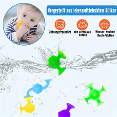32 Pieces Flat Suction Cup Bath Toy Montessori Silicone Suction Toy