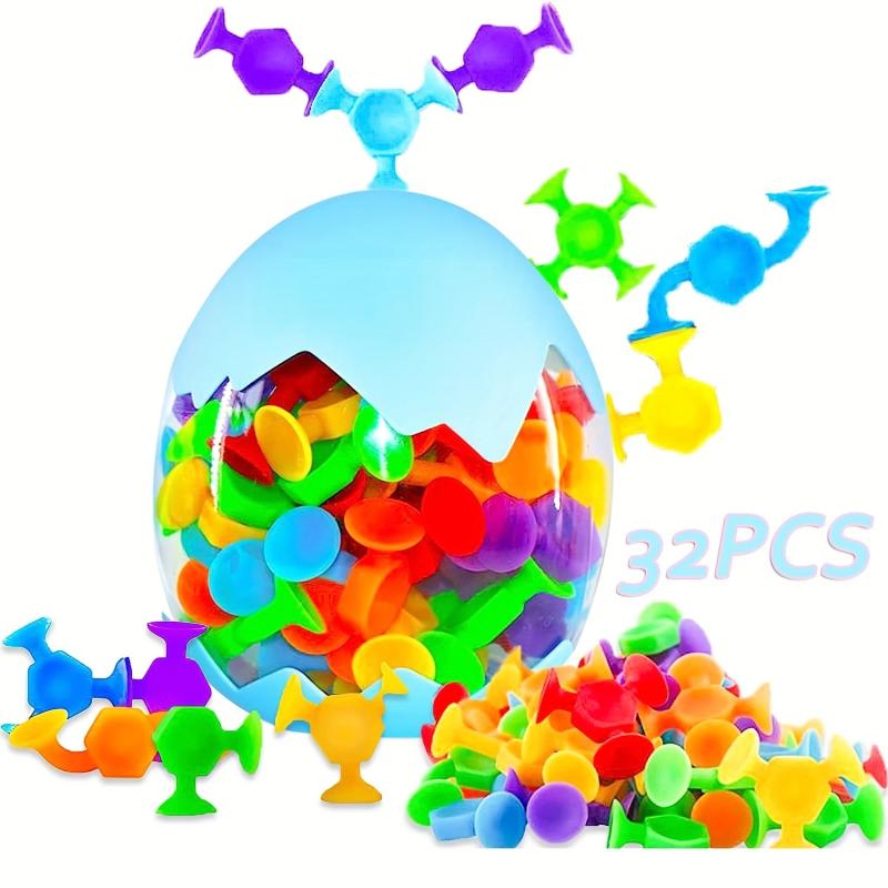 32 Pieces Flat Suction Cup Bath Toy Montessori Silicone Suction Toy