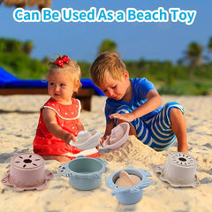 Toddler Bath Toys Set with 4 Cups, 2 Boats, 2 Whale Spoons - Shower Toy