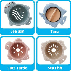 Toddler Bath Toys Set with 4 Cups, 2 Boats, 2 Whale Spoons - Shower Toy