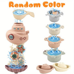 Toddler Bath Toys Set with 4 Cups, 2 Boats, 2 Whale Spoons - Shower Toy