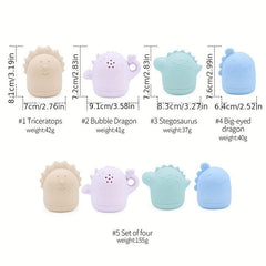 Silicone Dinosaur Bathtub Toys for Boys and Girls