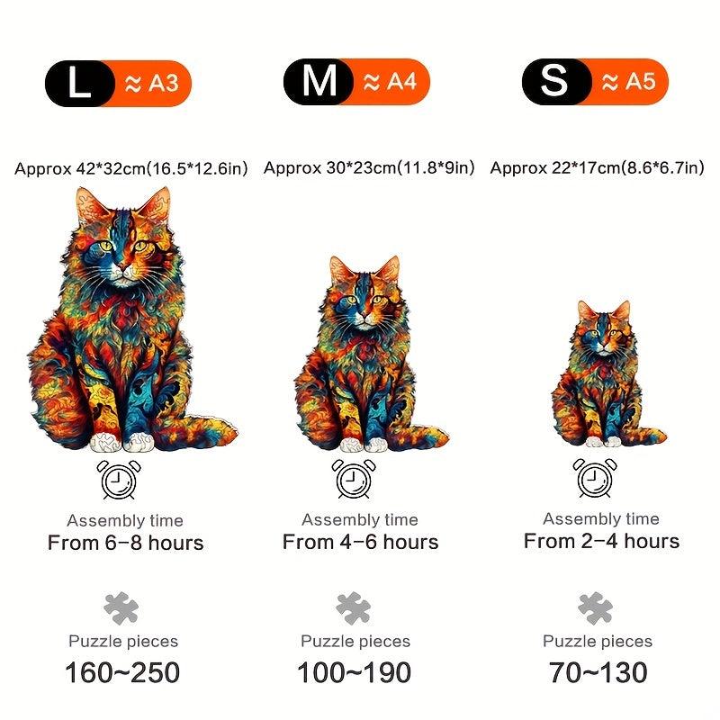 Cat Wooden Puzzle Irregular Animal Shaped High Difficulty Puzzle Toy