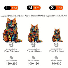 Cat Wooden Puzzle Irregular Animal Shaped High Difficulty Puzzle Toy