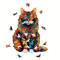 Cat Wooden Puzzle Irregular Animal Shaped High Difficulty Puzzle Toy