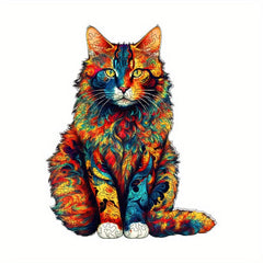 Cat Wooden Puzzle Irregular Animal Shaped High Difficulty Puzzle Toy