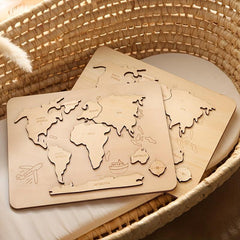 Wooden World Map Jigsaw Puzzle Educational Toy for Kids