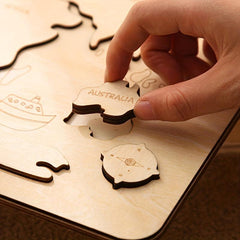 Wooden World Map Jigsaw Puzzle Educational Toy for Kids