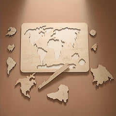Wooden World Map Jigsaw Puzzle Educational Toy for Kids