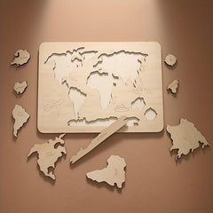 Wooden World Map Jigsaw Puzzle Educational Toy for Kids