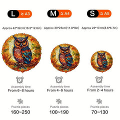 Colorful Owl Wooden Jigsaw Puzzle Animal Shape Wood Puzzle