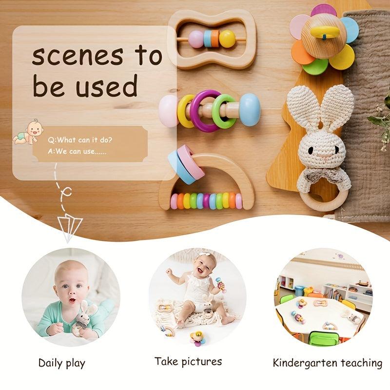 Wooden Shaking Bell Puzzle Set for Baby Growth