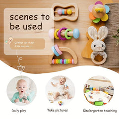 Wooden Shaking Bell Puzzle Set for Baby Growth