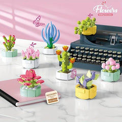 Mini Flower Building Blocks Desktop Succulent Ornaments DIY Children's Toy
