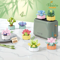 Mini Flower Building Blocks Desktop Succulent Ornaments DIY Children's Toy