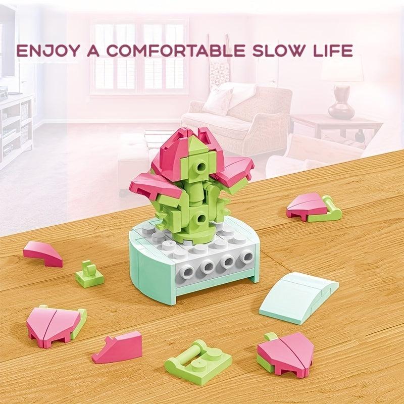Mini Flower Building Blocks Desktop Succulent Ornaments DIY Children's Toy