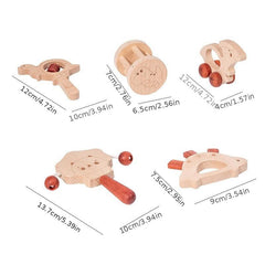 Beech Baby Rattle Dinosaur Set Teething Ring Log Rattle Car Toy