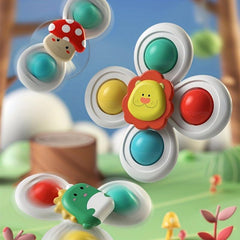 3pcs Suction Cup Spinning Toys for Babies - Stress Relief, Hand-Eye Coordination