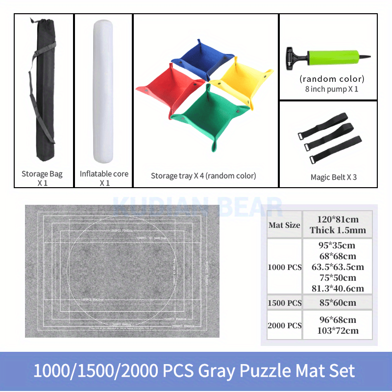Puzzle Mat Roll Up 1000 Pieces Portable Pad with Sorting Trays