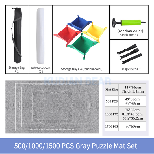 Puzzle Mat Roll Up 1000 Pieces Portable Pad with Sorting Trays