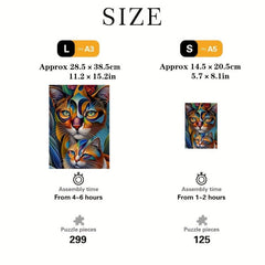 Animal Shaped Wooden Jigsaw Puzzle for Adults - Two Cats
