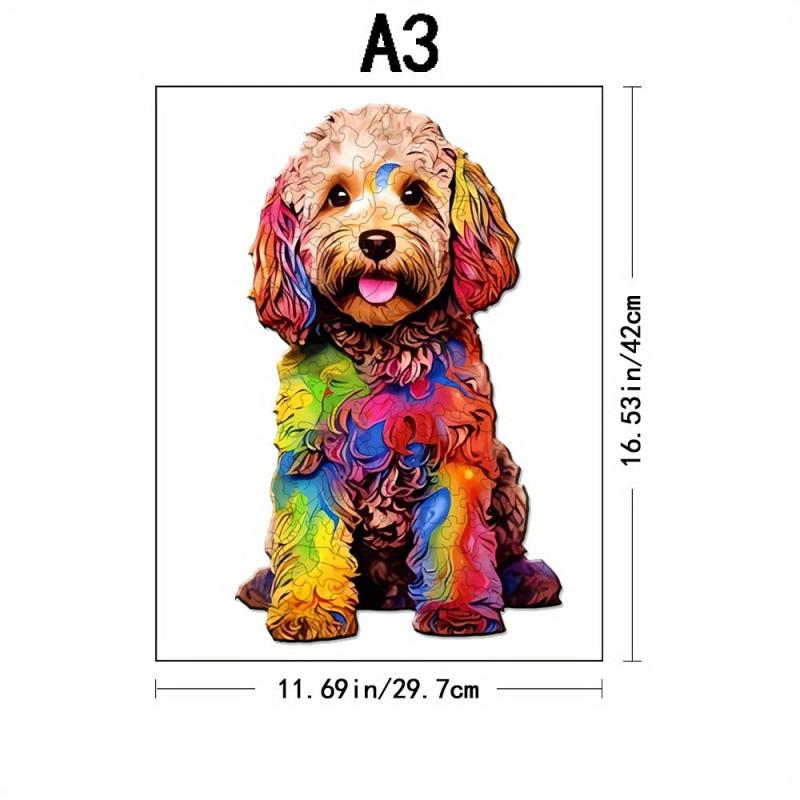 Dog Wooden Puzzles Unique Shape Maternal Love For Adults And Children