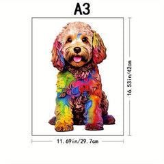 Dog Wooden Puzzles Unique Shape Maternal Love For Adults And Children