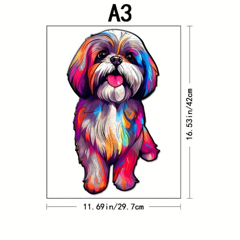 Dog Wooden Puzzles Unique Shape Maternal Love For Adults And Children