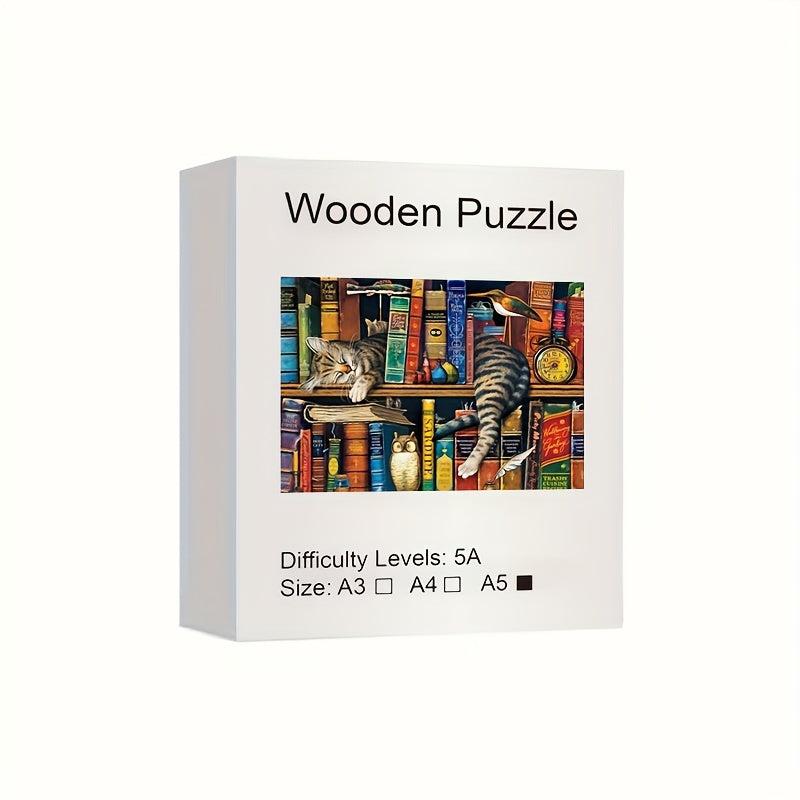 Wooden Jigsaw Puzzle - Sleeping Cat Creative Challenge for Adults