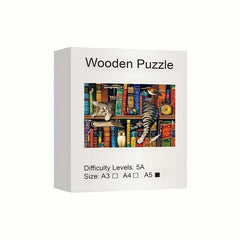 Wooden Jigsaw Puzzle - Sleeping Cat Creative Challenge for Adults