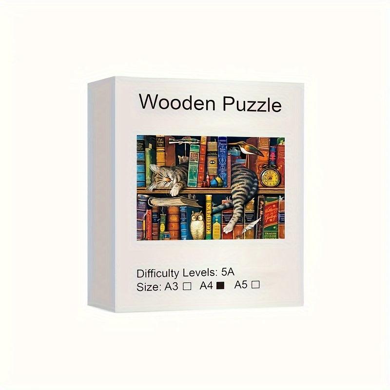 Wooden Jigsaw Puzzle - Sleeping Cat Creative Challenge for Adults