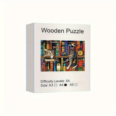 Wooden Jigsaw Puzzle - Sleeping Cat Creative Challenge for Adults