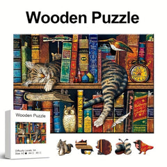 Wooden Jigsaw Puzzle - Sleeping Cat Creative Challenge for Adults