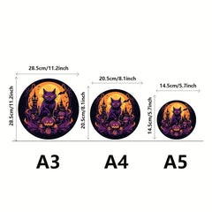 Halloween Cat Pumpkin Wooden Jigsaw Puzzle Animals Shaped Wood DIY Game Fun Toy