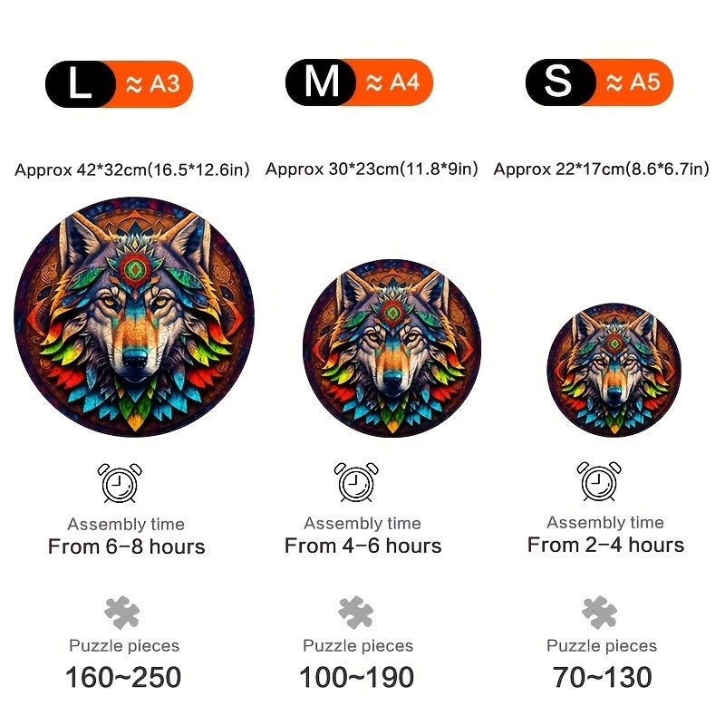 Dark Night Wolf King Wooden Puzzle Animal Shape Jigsaw Puzzle