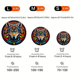 Dark Night Wolf King Wooden Puzzle Animal Shape Jigsaw Puzzle