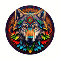 Dark Night Wolf King Wooden Puzzle Animal Shape Jigsaw Puzzle