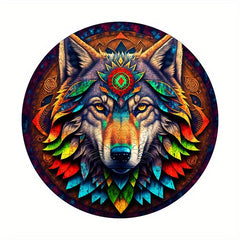 Dark Night Wolf King Wooden Puzzle Animal Shape Jigsaw Puzzle