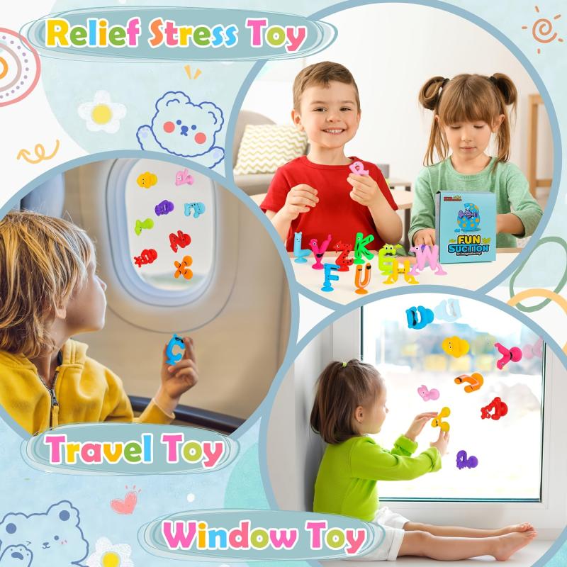 Baby Suction Cup Toys Bath Toys 24Pcs Alphabet Suckers With Dinosaur Eggshell