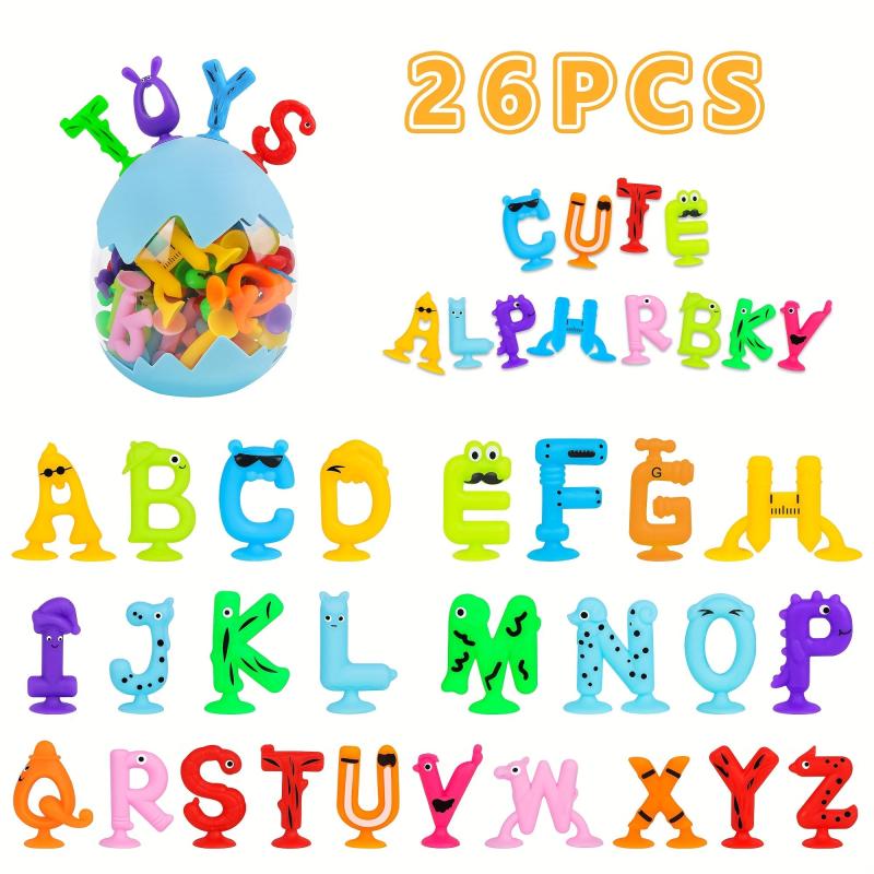 Baby Suction Cup Toys Bath Toys 24Pcs Alphabet Suckers With Dinosaur Eggshell