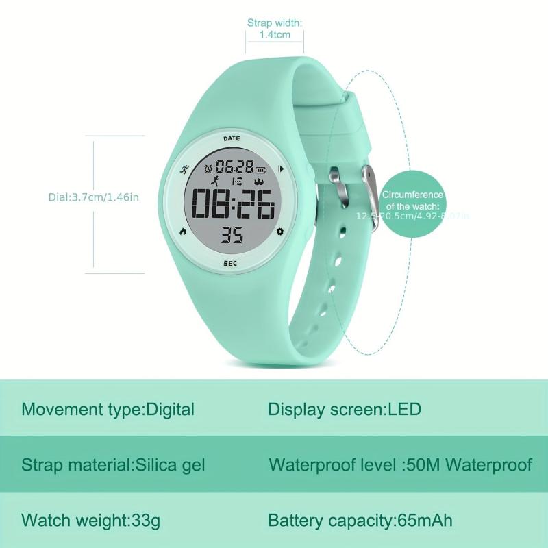 Kids Sports Watch Vibrating Alarm Timer Pedometer Waterproof