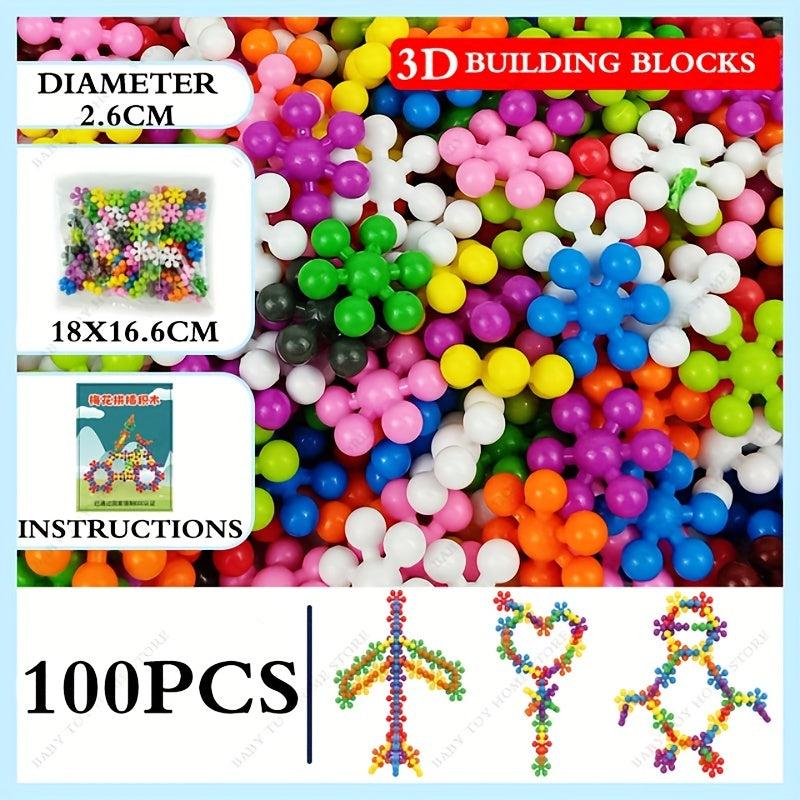Plum Blossom Snowflake Building Blocks DIY Puzzle Tree Trunk Toy