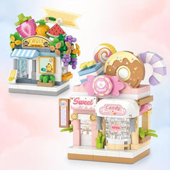 Mini Building Blocks DIY Pet Shop Coffee Fruit Shop