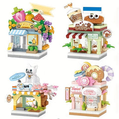 Mini Building Blocks DIY Pet Shop Coffee Fruit Shop