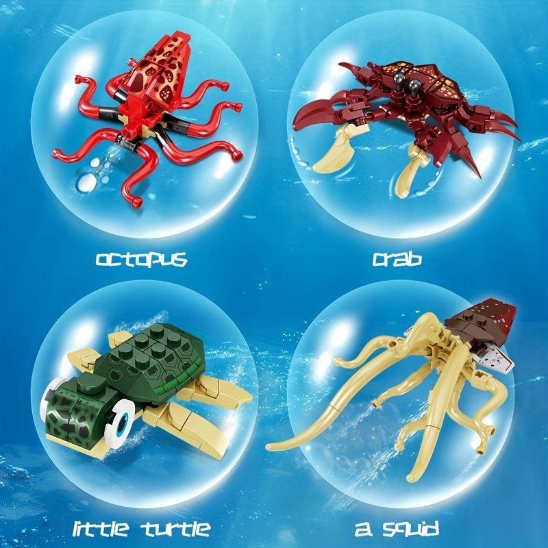 Sea Animal Building Blocks Model Educational Assembled Toys Octopus Sea Turtle