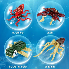 Sea Animal Building Blocks Model Educational Assembled Toys Octopus Sea Turtle