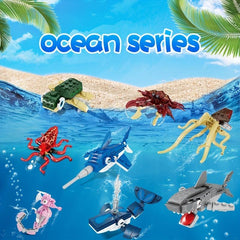 Sea Animal Building Blocks Model Educational Assembled Toys Octopus Sea Turtle
