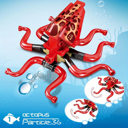 Sea Animal Building Blocks Model Educational Assembled Toys Octopus Sea Turtle